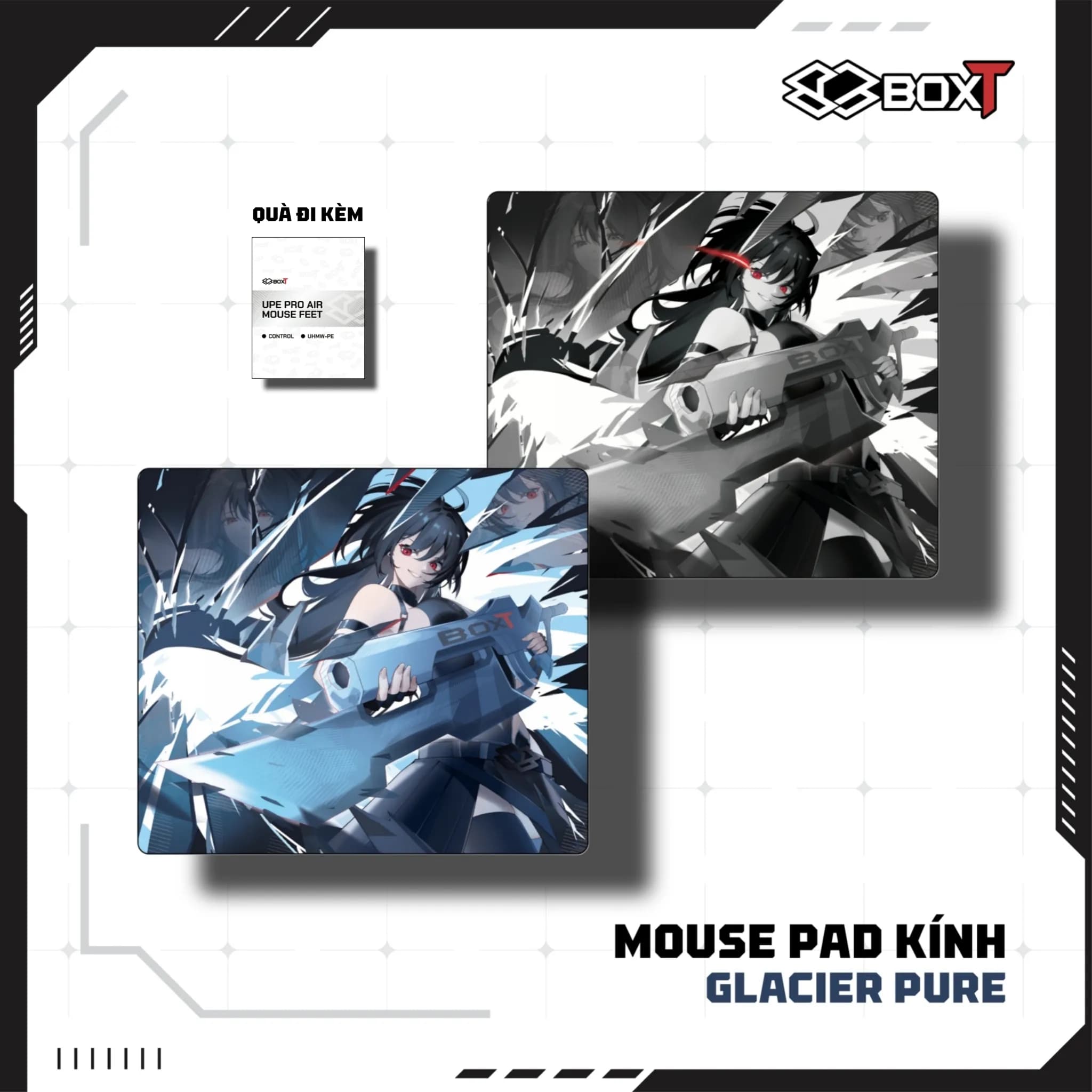 Lót chuột kính cường lực BOXT Glacier Pure - Lót chuột kính AG khắc vi mô cao cấp
